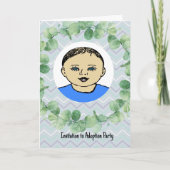 男の赤ちゃんカードの採用パーティー サンキューカード (正面)