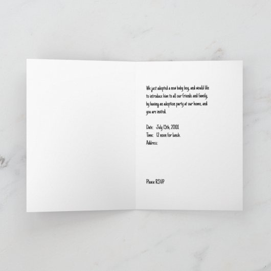 男の赤ちゃんカードの採用パーティー サンキューカード (内部)