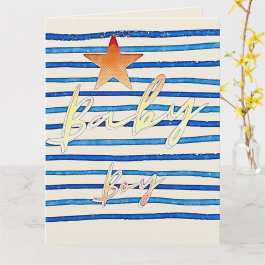 男の赤ちゃんカード カード (黄色い花)