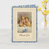 男の赤ちゃんガーディアンジェルスバプティスマルサンキュー カード (黄色い花)