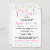 男の赤ちゃんガールコンビネーションフレンズ赤ちゃんシャワー 招待状 (正面)