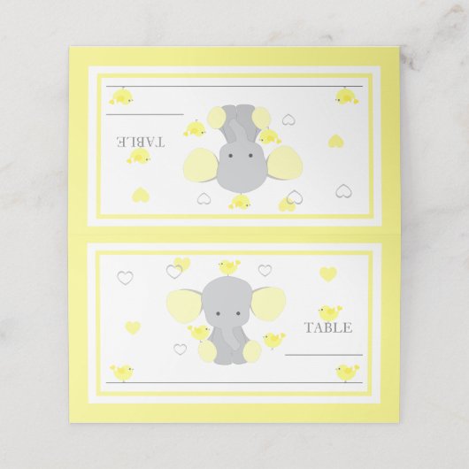 男の赤ちゃんガールシャワーイエローエレファントテーブル プレイスカード (外部開封)