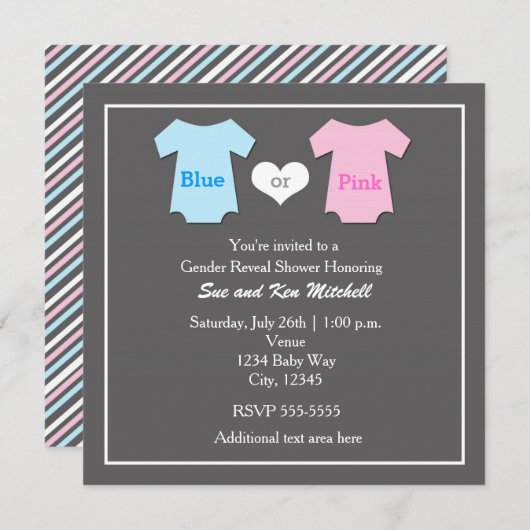 男の赤ちゃんガールジェンダーリビールシャワー招待状 招待状 (正面/裏面)