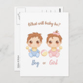 男の赤ちゃんガールジェンダーリビールパーティの招待状 ポストカード (正面/裏面)