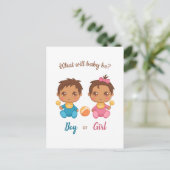 男の赤ちゃんガールジェンダーリビール招待状はがき ポストカード (スタンド正面)