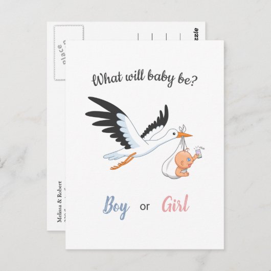 男の赤ちゃんガールストークジェンダーリビールパーティの招待状 ポストカード (正面/裏面)