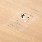 男の赤ちゃんガールストークジェンダーリビールパーティー アクリル招待状 (レイダウン)