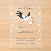 男の赤ちゃんガールストークジェンダーリビールパーティー アクリル招待状 (正面)