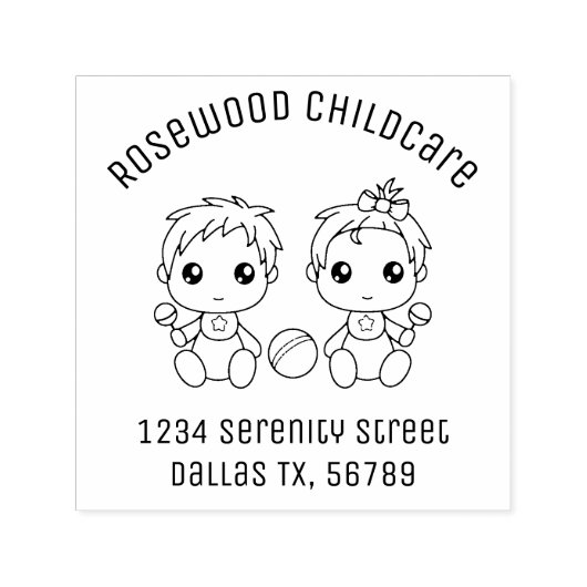 男の赤ちゃんガールチルドケアデイサービス住所3 セルフインキングスタンプ (デザイン)