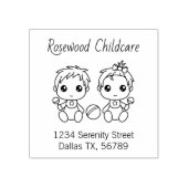 男の赤ちゃんガールデイケアチャイルドケアアドレス4 ラバースタンプ (インプリント)