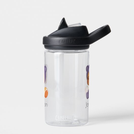 男の赤ちゃんガールパープルベアージャンプスーツ ウォーターボトル (左面)