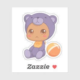 男の赤ちゃんガールパープルベアージャンプスーツ シール