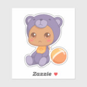 男の赤ちゃんガールパープルベアージャンプスーツ シール (シート)