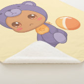 男の赤ちゃんガールパープルベアージャンプスーツonイエロー シェルパブランケット (3/4)