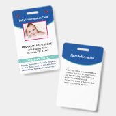 男の赤ちゃんガールフォトID識別カードカスタム バッジ (Front & Back)