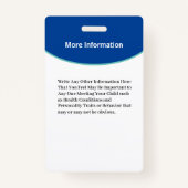 男の赤ちゃんガールフォトID識別カードカスタム バッジ (裏面)