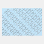 男の赤ちゃんガールブルーイエローピンクタイポグラフィパターン ラッピングペーパーシート (正面)