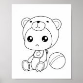 男の赤ちゃんガールベアージャンプスーツのカラーリングページ ポスター (正面)