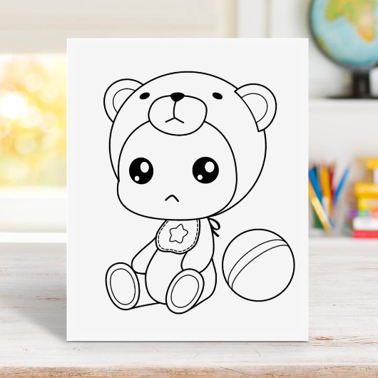 男の赤ちゃんガールベアージャンプスーツのカラーリングページ ラバースタンプ