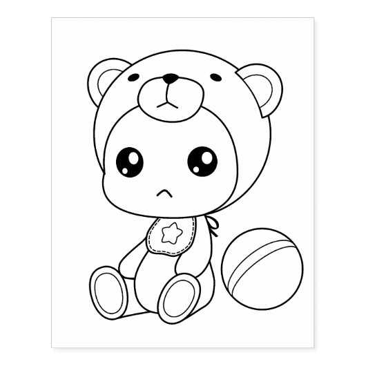 男の赤ちゃんガールベアージャンプスーツのカラーリングページ ラバースタンプ (インプリント)