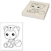 男の赤ちゃんガールベアージャンプスーツのカラーリングページ ラバースタンプ (押印)