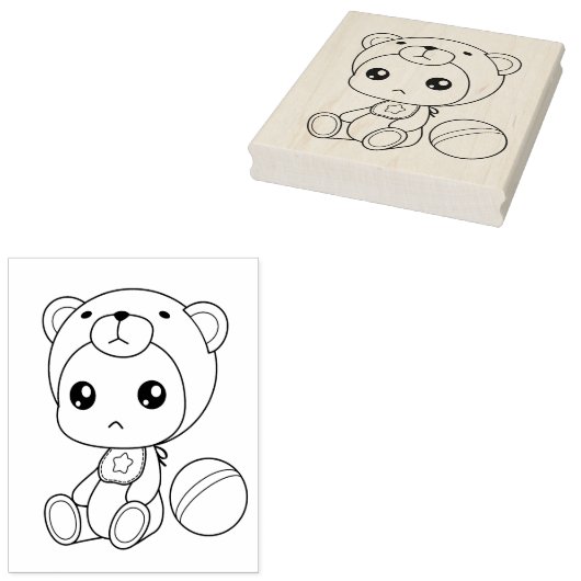 男の赤ちゃんガールベアージャンプスーツのカラーリングページ ラバースタンプ (押印)