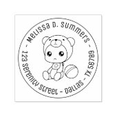 男の赤ちゃんガールベアージャンプスーツのラウンドアドレス セルフインキングスタンプ (デザイン)