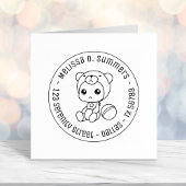 男の赤ちゃんガールベアージャンプスーツのラウンドアドレス セルフインキングスタンプ