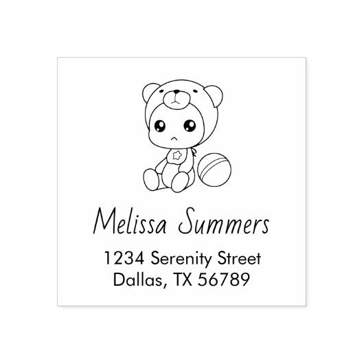 男の赤ちゃんガールベアージャンプスーツの住所 ラバースタンプ (インプリント)