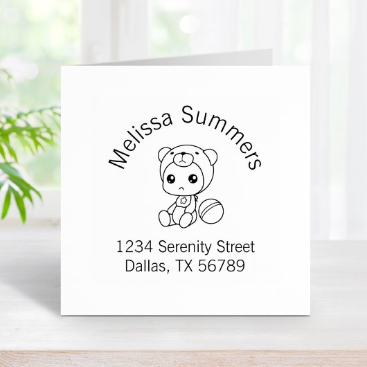 男の赤ちゃんガールベアージャンプスーツアーチアドレス2 ラバースタンプ