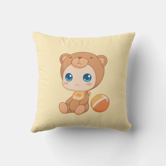 男の赤ちゃんガールベアージャンプスーツオンイエロー クッション (裏面)