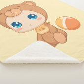 男の赤ちゃんガールベアージャンプスーツオンイエロー シェルパブランケット (3/4)