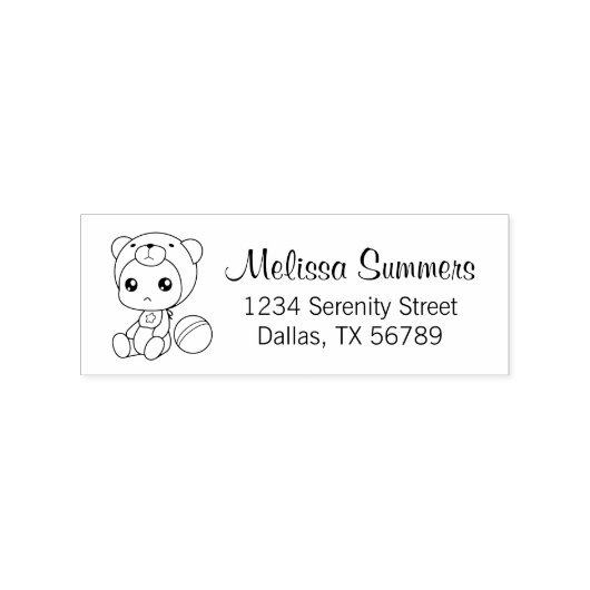 男の赤ちゃんガールベアージャンプスーツ住所3 ラバースタンプ (インプリント)