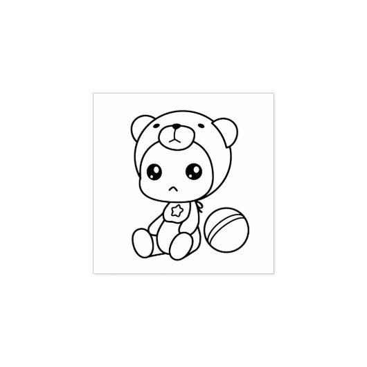 男の赤ちゃんガールベアージャンプスーツ1x1 ラバースタンプ (インプリント)