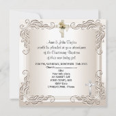 男の赤ちゃんガールベージュクリーム《キリスト教》洗礼式や命名式バプテスマ 招待状 (裏面)