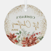 男の赤ちゃんガールマイルストーンファーストクリスマスツリー ガラスオーナメント (裏面)