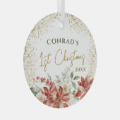 男の赤ちゃんガールマイルストーンファーストクリスマスツリー ガラスオーナメント (正面右)