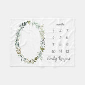 男の赤ちゃんガール月刊マイルストーンかわいい緑 フリースブランケット (正面(横))