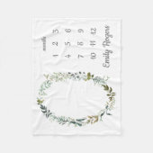 男の赤ちゃんガール月刊マイルストーンかわいい緑 フリースブランケット (正面)