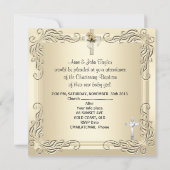 男の赤ちゃんガール金ゴールドクリーム《キリスト教》洗礼式や命名式バプティスクロス 招待状 (裏面)