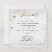 男の赤ちゃんガール金ゴールド《キリスト教》洗礼式や命名式バプティスクロス3 案内状 (裏面)