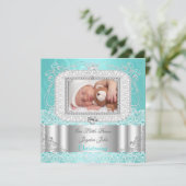 男の赤ちゃんガール《キリスト教》洗礼式や命名式バプテスマティール（緑がかった色） 案内状 (スタンド正面)