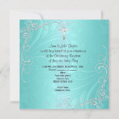 男の赤ちゃんガール《キリスト教》洗礼式や命名式バプテスマティール（緑がかった色） 案内状 (裏面)