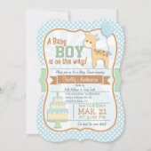 男の赤ちゃんキリン、パステルベビーシャワー招待状 招待状 (正面)