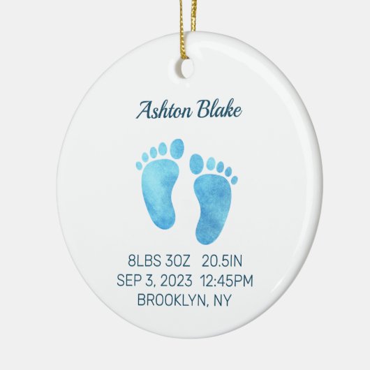 男の赤ちゃんキープサケ生まれたばかりのス、統計オーナメントラウンド セラミックオーナメント (左)
