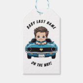 男の赤ちゃんクラシック車 ギフトタグ (正面)