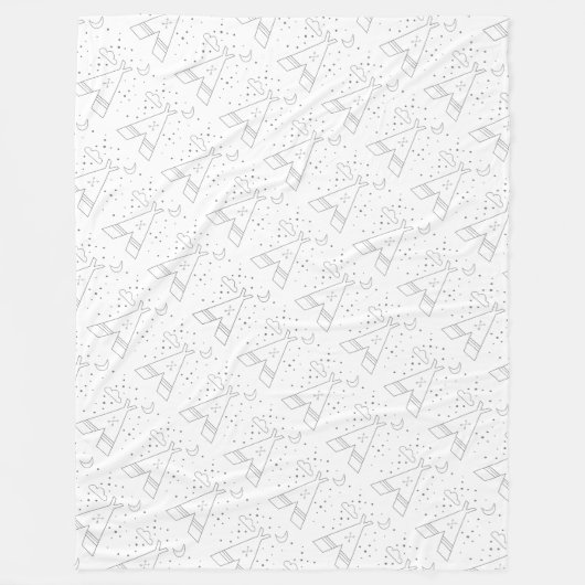 男の赤ちゃんグレーテペパターン子供部屋デコール フリースブランケット (正面)