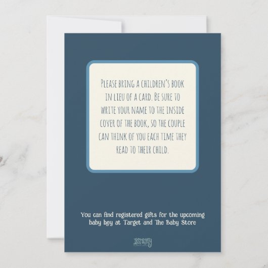 男の赤ちゃんコウノトリかわいいインスピリシティベビーシャワー 招待状 (裏面)