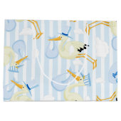 男の赤ちゃんコウノトリ ラージペーパーバッグ (裏面)