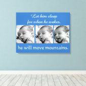 男の赤ちゃんコラージュ， 3枚の写真 キャンバスプリント (インサイチュ (ウッドフロア))